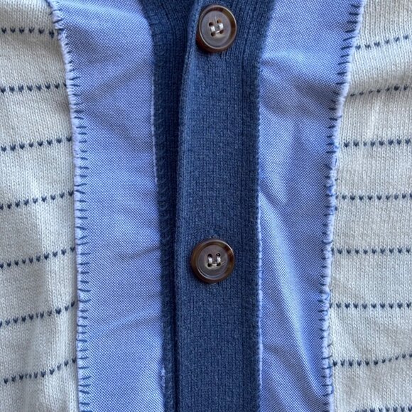 Wendi Reed Men's Cashmere Cotton Cardigan Sweater 1 S Stripe Button V-Neck - Picture 9 of 16